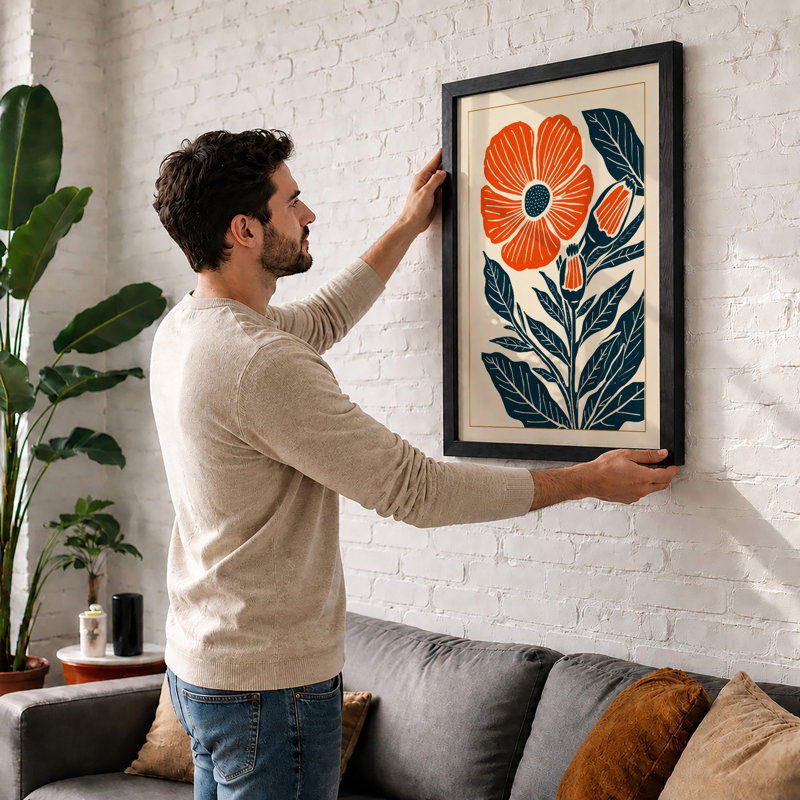 Bloom in Blue Botanical - Framed Print, Oak, A4 - 29.7 x 21.0 cm