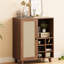 Buffet de 34 po, à panneaux, 1 tablette fermée, 2 tablettes ouvertes, 6 bouteilles de vin, espace de rangement pour bar spacieux, espace, plateau de table