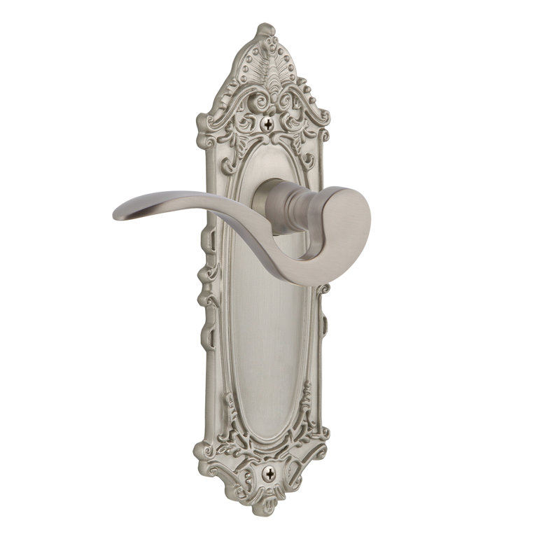 Fausse plaque victorienne simple avec levier manoir, Laiton non laqué, Gaucher