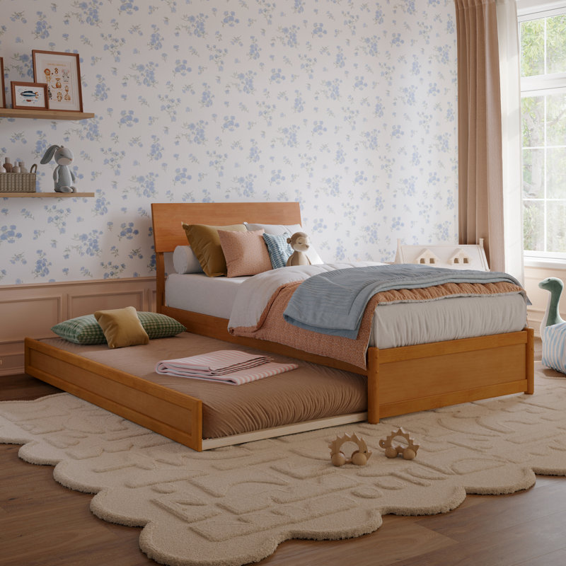 Lit plateforme en bois avec couchette Norla, Twin, Light Toffee