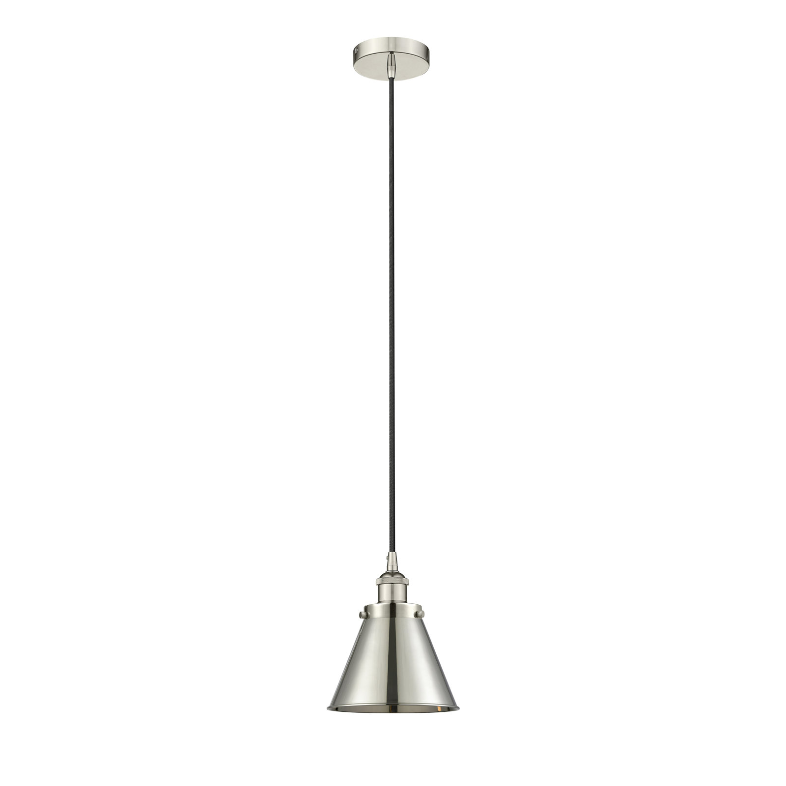 Rouvin Single Light Metal Dimmable Pendant, Polished Nickel