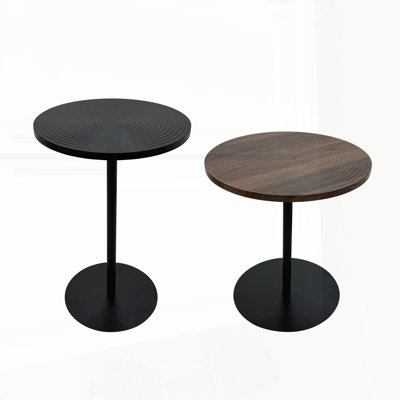 Ensemble de 2 petites tables d'appoint rondes à motif de cercles concentriques pour un décor minimaliste moderne et peu encombrant