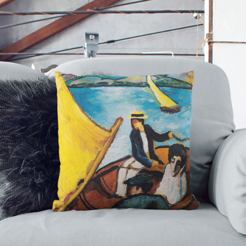 Sailing Boat on the Tegernsee Scatter Cushion, 40cm H x 40cm W x 15cm D, Stone