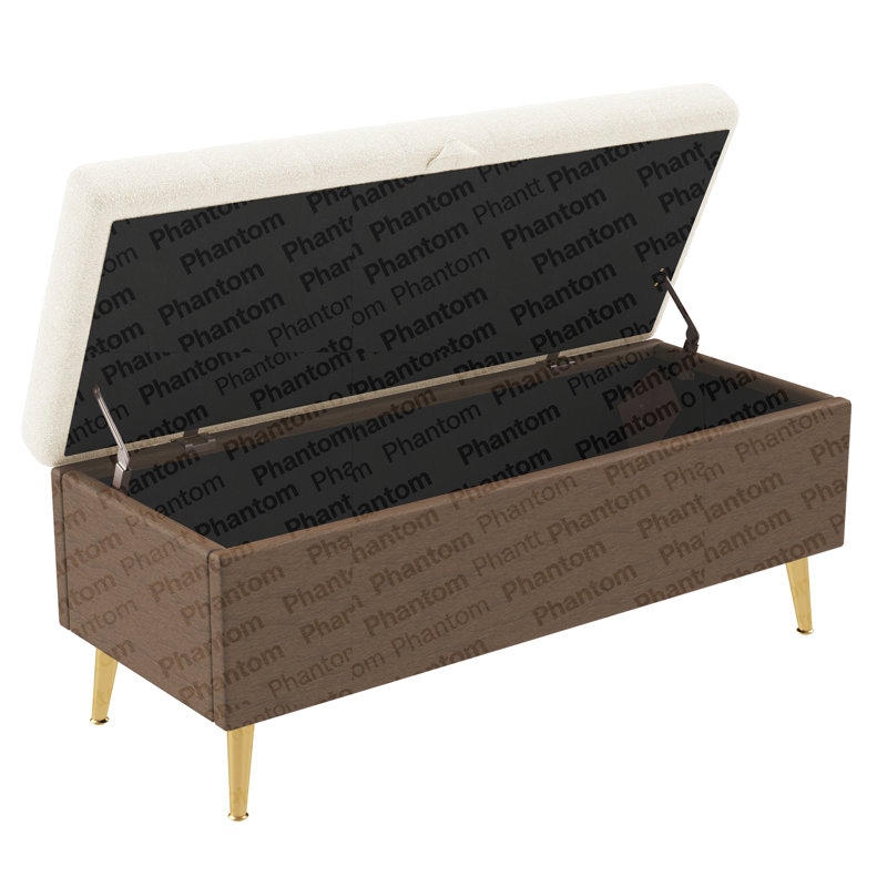 Modern Storage Ottoman Bench Upholstered Bedroom Bench Entryway Storage Ottoman Tufted Ottoman Bench For Living Room, Bedroom And Entryway, Beige
