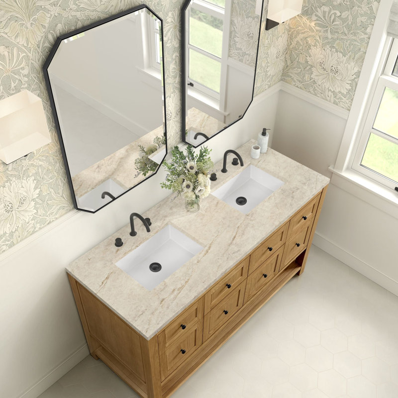 Breckenridge 60'' W Double Vanity, Light Natural Oak, Tajnar Eclos, Widespread
