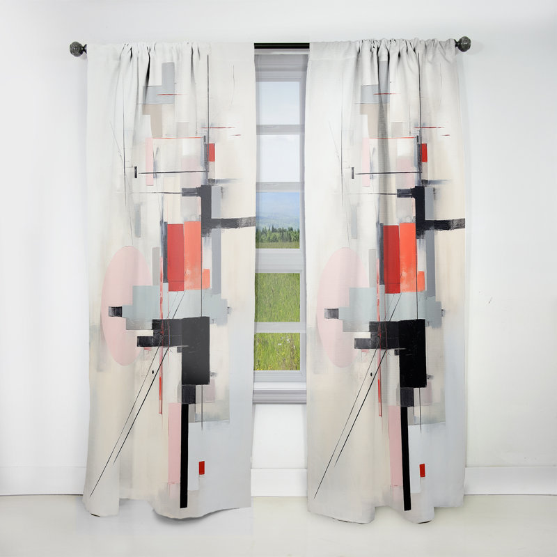 Yzabella - Suprematism Room Darkening Curtain - 1 Panels, 52" W x 90" L