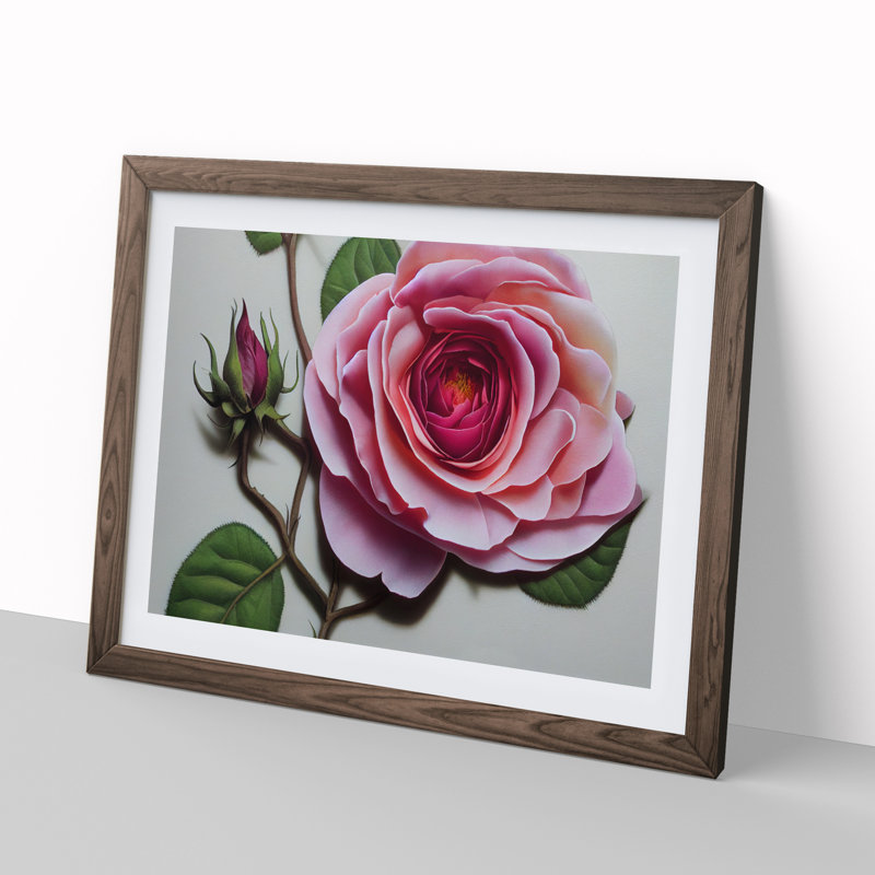 Extraordinary Rose Flower - Framed Print, 34cm H x 46cm W x 2cm D, Walnut