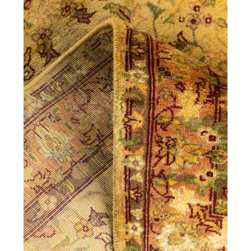 Overdyed Hand-Knotted Wool Modern-Contemporary Yellow Runner 2' 7" x 11' 3"