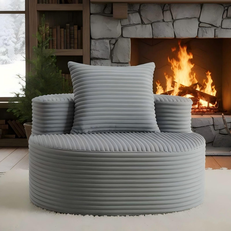Canapé simple ovale rembourré de 45 po de largeur, aucun assemblage requis, Gris