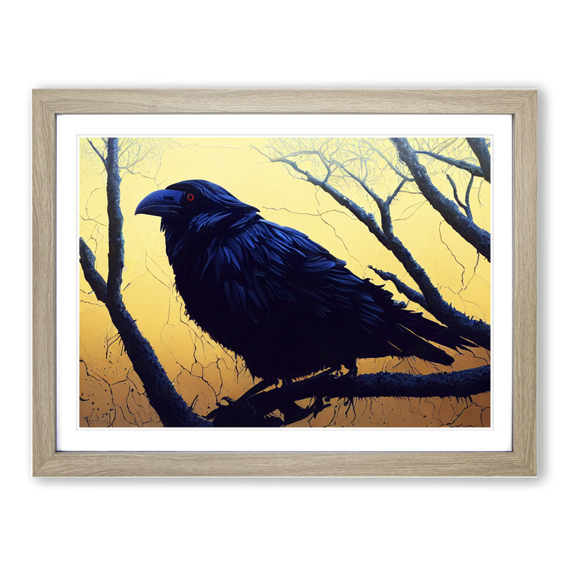 Great Raven Bird - Print, 34cm H x 46cm W, Oak