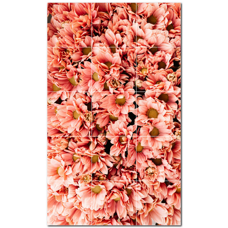 Flowers Photo 4.25 in. x 4.25 in. Ceramic Decorative Mural