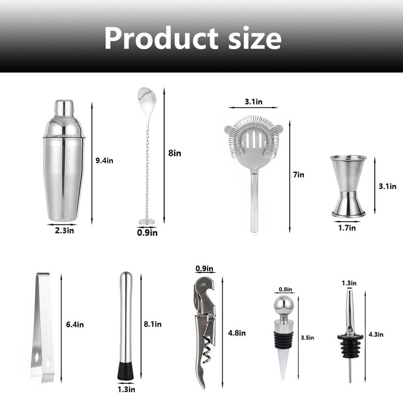 Ensemble d'outils de bar en acier inoxydable Descault
