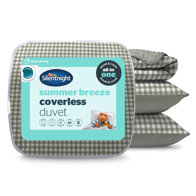 Silentnight Summer Breeze Duvet And Pillowcase Set, 2.5 Tog, Lightweight and Cool, Single, Sage Gingham