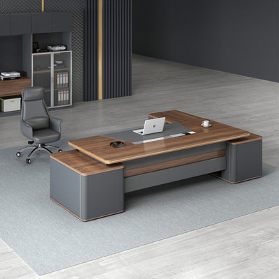 70.87"High-end and grand brown L-shaped executive desk