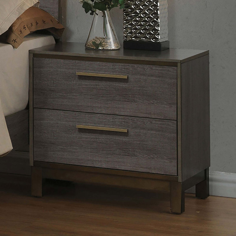 Table de chevet en bois avec 2 tiroirs