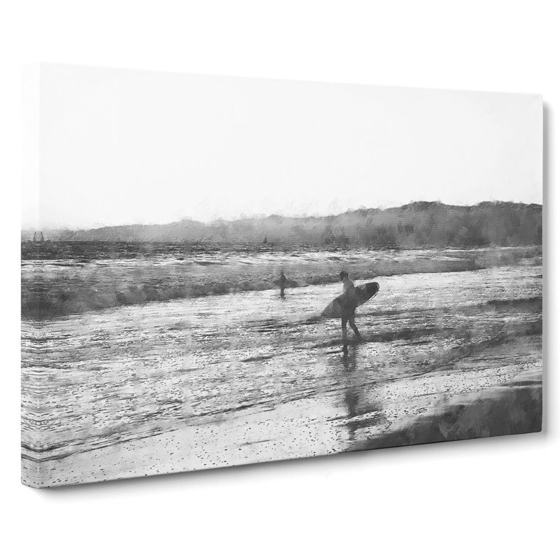 Two Surfers - Wrapped Canvas Print, 35cm H x 50cm W x 3cm D