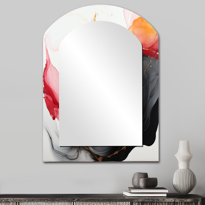 Wild Promises - Vague d'or abstraite - rose et noir, 34 po x 25 po