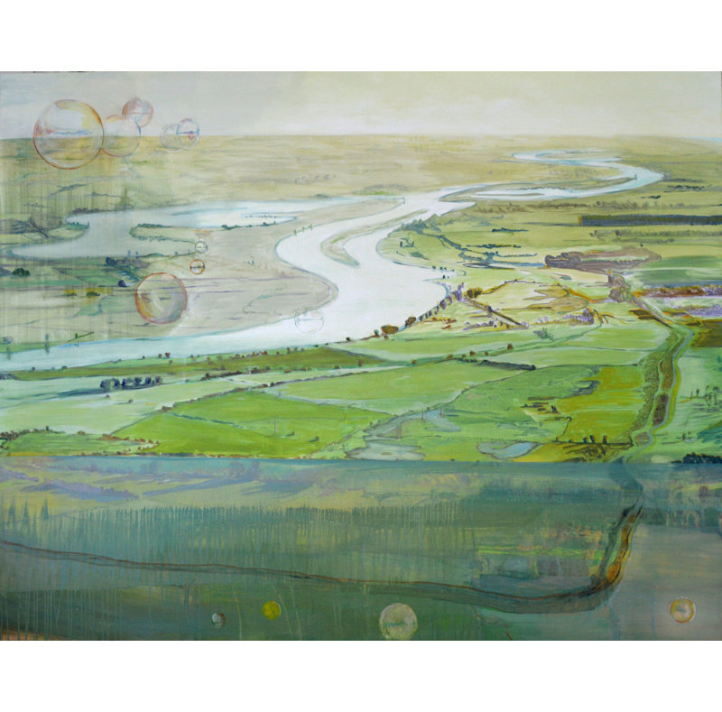 Winding River Bubbles by Karin Bos — Wetland Wall Art, Gold/Tan/Black/Brown/White, 18 × 12, Wrapped Canvas