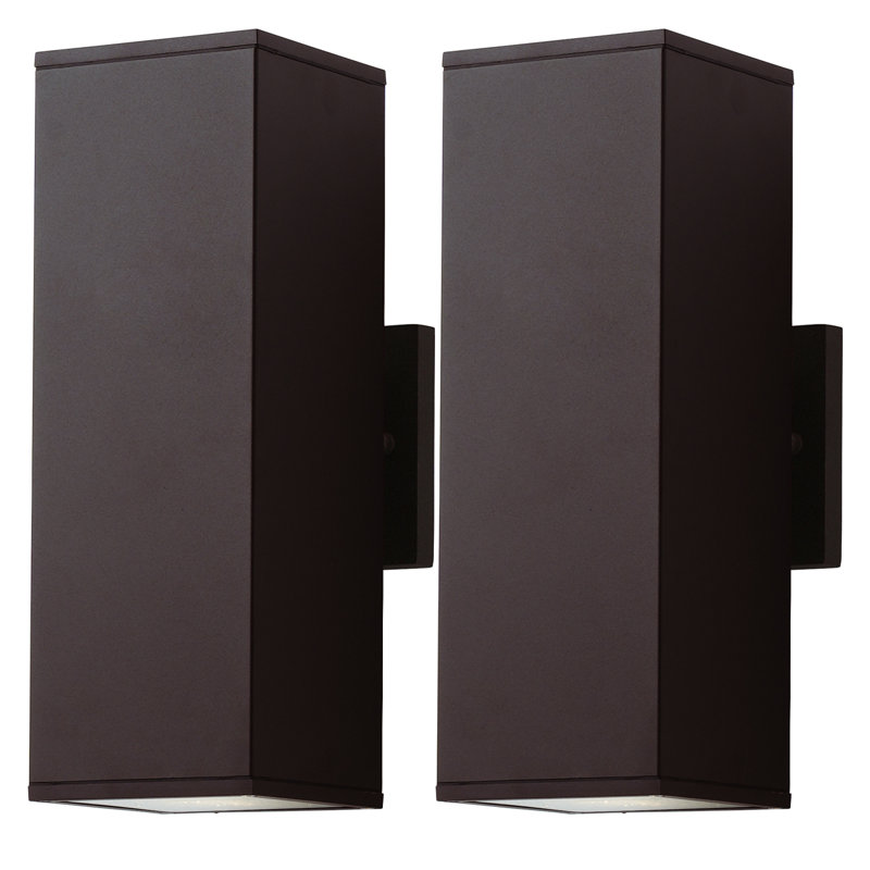 Applique murale d'extérieur 2 lumières H 11,97 po Alvisa, aluminium bronze huilé, Bronze frotté à l'huile, Set of 2