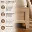 Structure de lit grand en bois massif avec tête et pied de lit, sommier à ressorts, design minimaliste rustique, naturel
