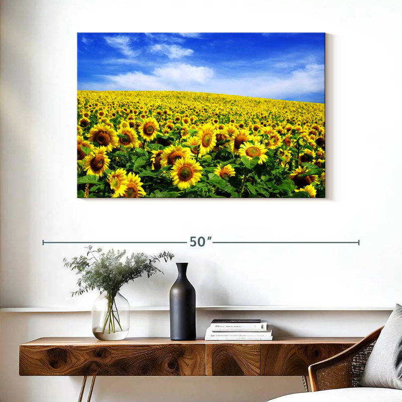 Tournesols d'Alvord sous un ciel bleu, H 26 po x l 39 po