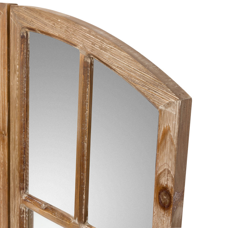 Liebenthal Arch Wood Window Pane Mirrors Set, Walnut