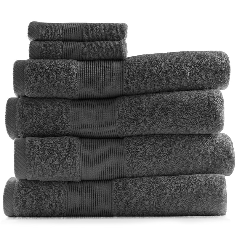 Danni-Leigh 6 Piece 100% Cotton Towel Set., Dark Gray, 4-pack Bath Set
