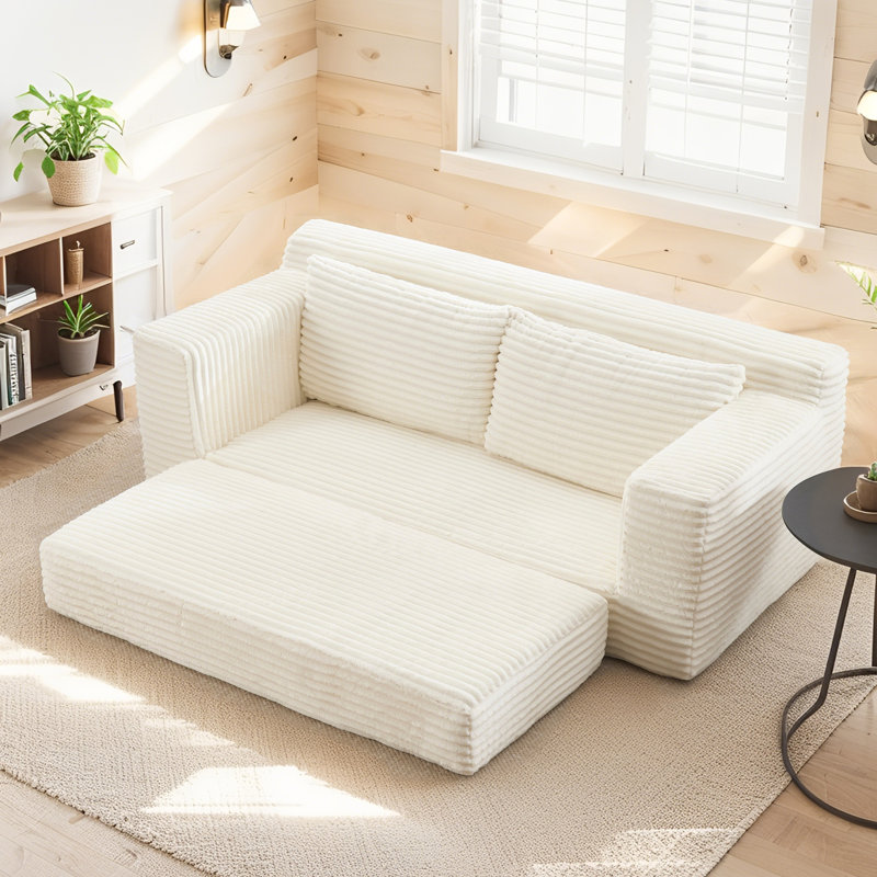 Canapé convertible avec mousse à mémoire de forme, structure en acier, aucun assemblage requis, conception compacte pour petits espaces et appartements (beige)