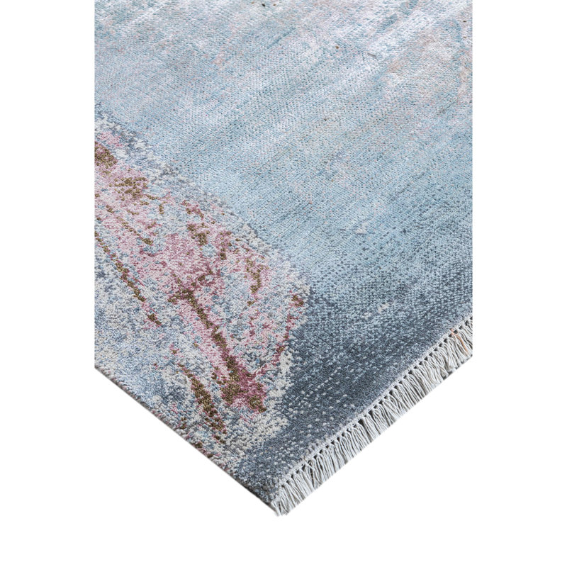 Hand Knotted Abstract Area Rug in Gray/Pink/Brown, Rectangle 9' x 12'
