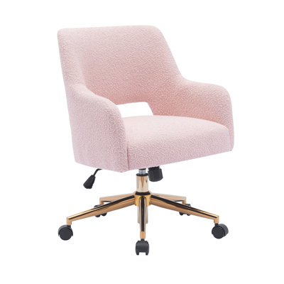 33'' H Boucle Upholstered Rolling Task Chair