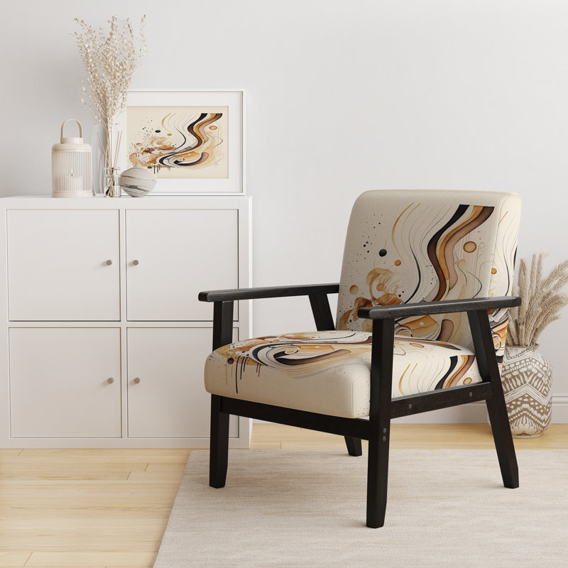 Chaise avec accoudoirs rembourrée en velours brun et noir Mouvement IV