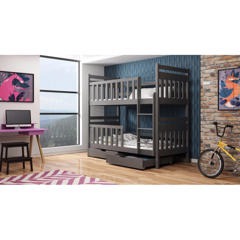 Knutson Single (3') Standard Bunk Bed and Mattress, Graphite
