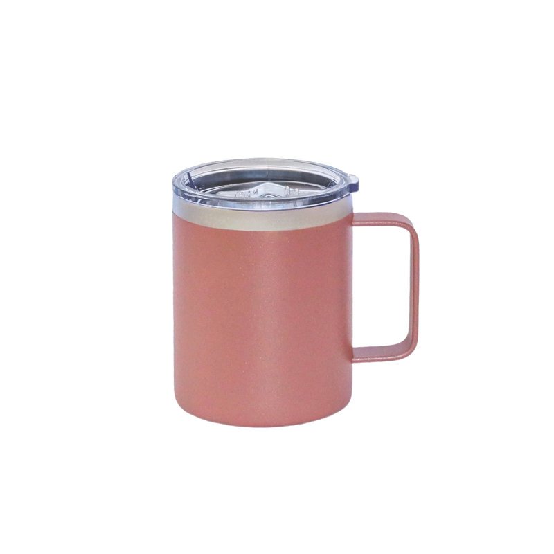 Tasse de voyage en acier inoxydable 12 oz avec poignée - bleu, Vieux rose