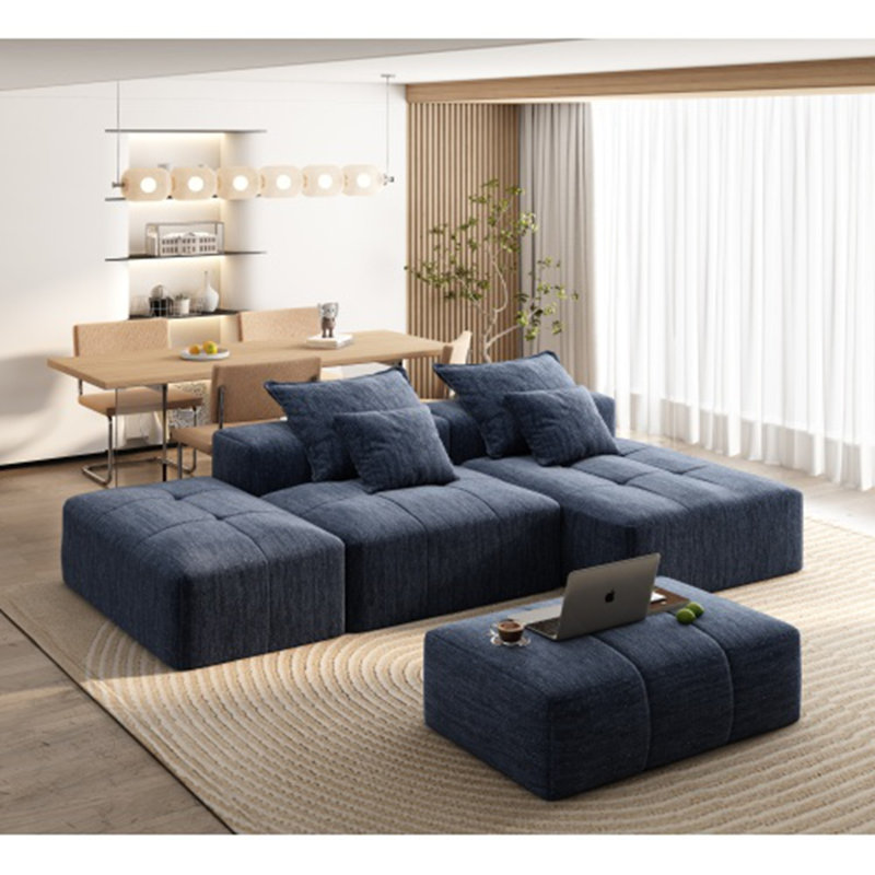 Canapé modulaire surdimensionné moderne avec repose-pieds, Bleu
