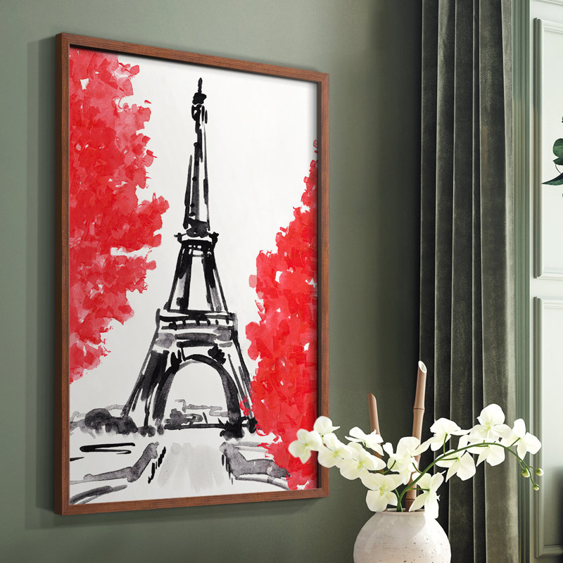 Day in Paris II Framed Print - Solid Wood, Brown, 28" H x 22" W
