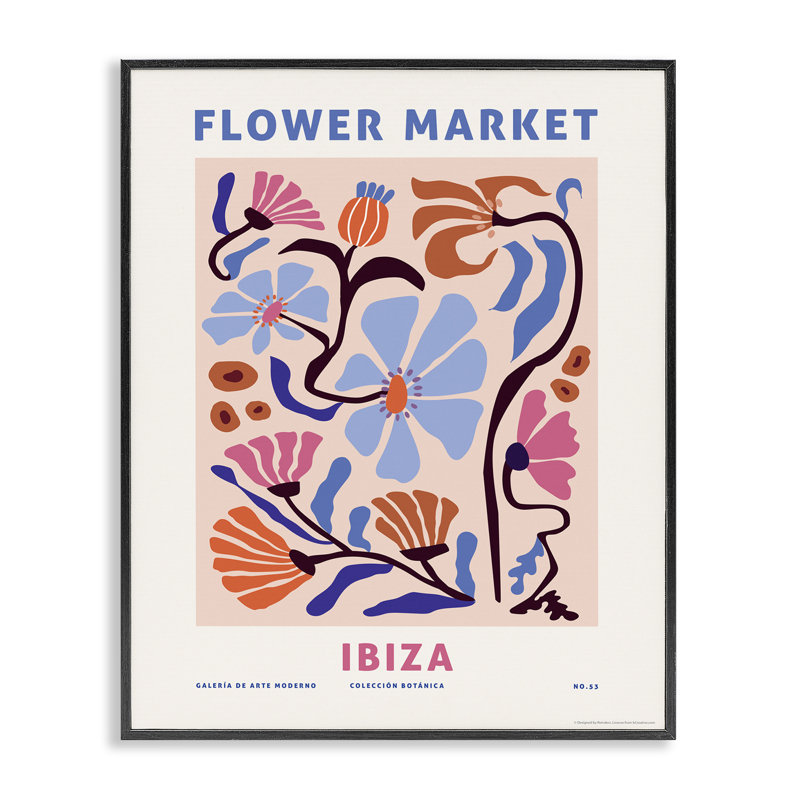 Art numérique d'Ibiza par Reinders, H 30 po x l 24 po, Giclée encadrée noir minuit