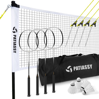 Patiassy Professional Badminton Set with 4 Rackets and 4 Shuttlecocks