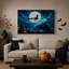 «Witch Flying Over Haunted Train Under Full Moon», art mural sur toile-1687357818