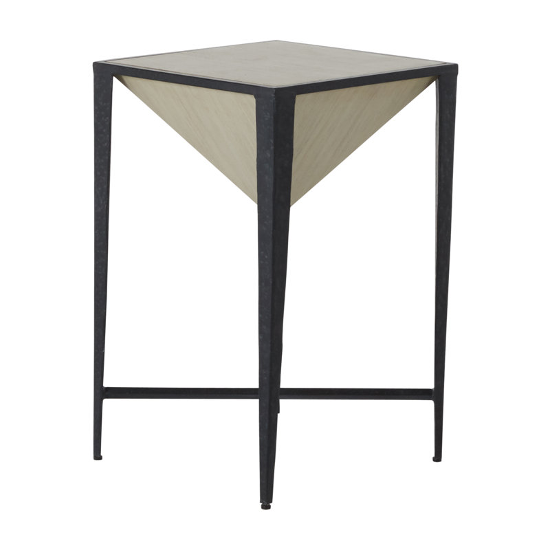 Elway Black and White Square Wood Metal End Table
