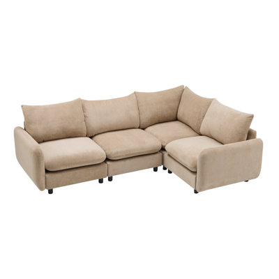 99" 4-Piece L-Shaped Modular Velvet Sectional Sofa for Expansive Living Areas, Nomad Style