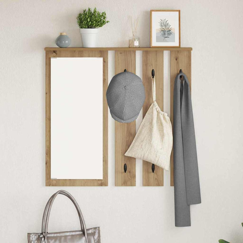 Wall-Mounted Coat Rack 84 X 10 X 80 Cm Engineered Wood, Artisan Oak