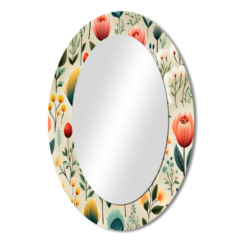 Jardins - Grand miroir mural ovale sur métal, H 36 po x l 24 po