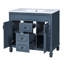 Meuble-lavabo bleu 36 po - moderne, avec 2 portes et lavabo de rangement dissimulé bleu, construction fonctionnelle-529049571