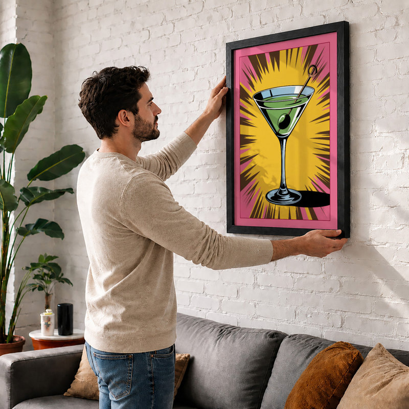 Cocktail Celebration Retro - Framed Print, Walnut, A1 - 84.1 x 59.4 cm