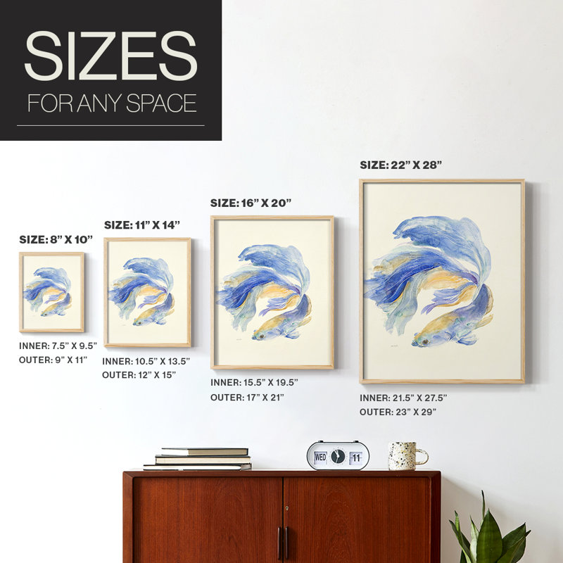 Reproduction encadrée Betta II - bois massif, Naturel, H 15 po x l 12 po