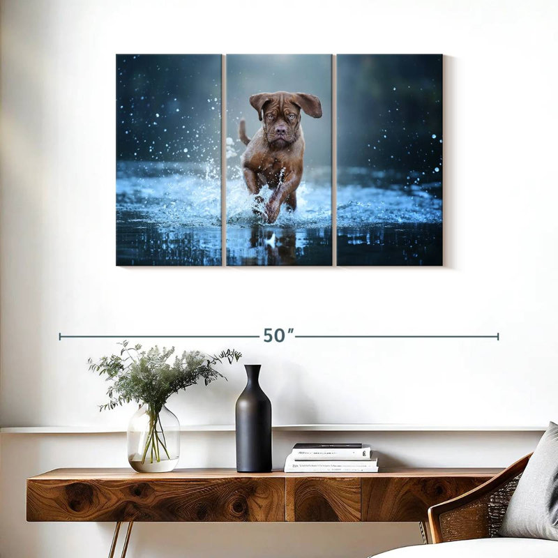 Splashing Mastiff Dog, 24" H x 38" W