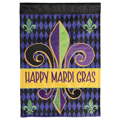 Double Sided 18'' H x 13'' W Polyester Mardi Gras Garden Flag