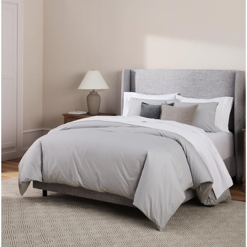 Coyer Classic Cotton Percale Duvet Cover Set, Stormy Blue, Full / Queen Duvet Cover + 2 Pillow Shams