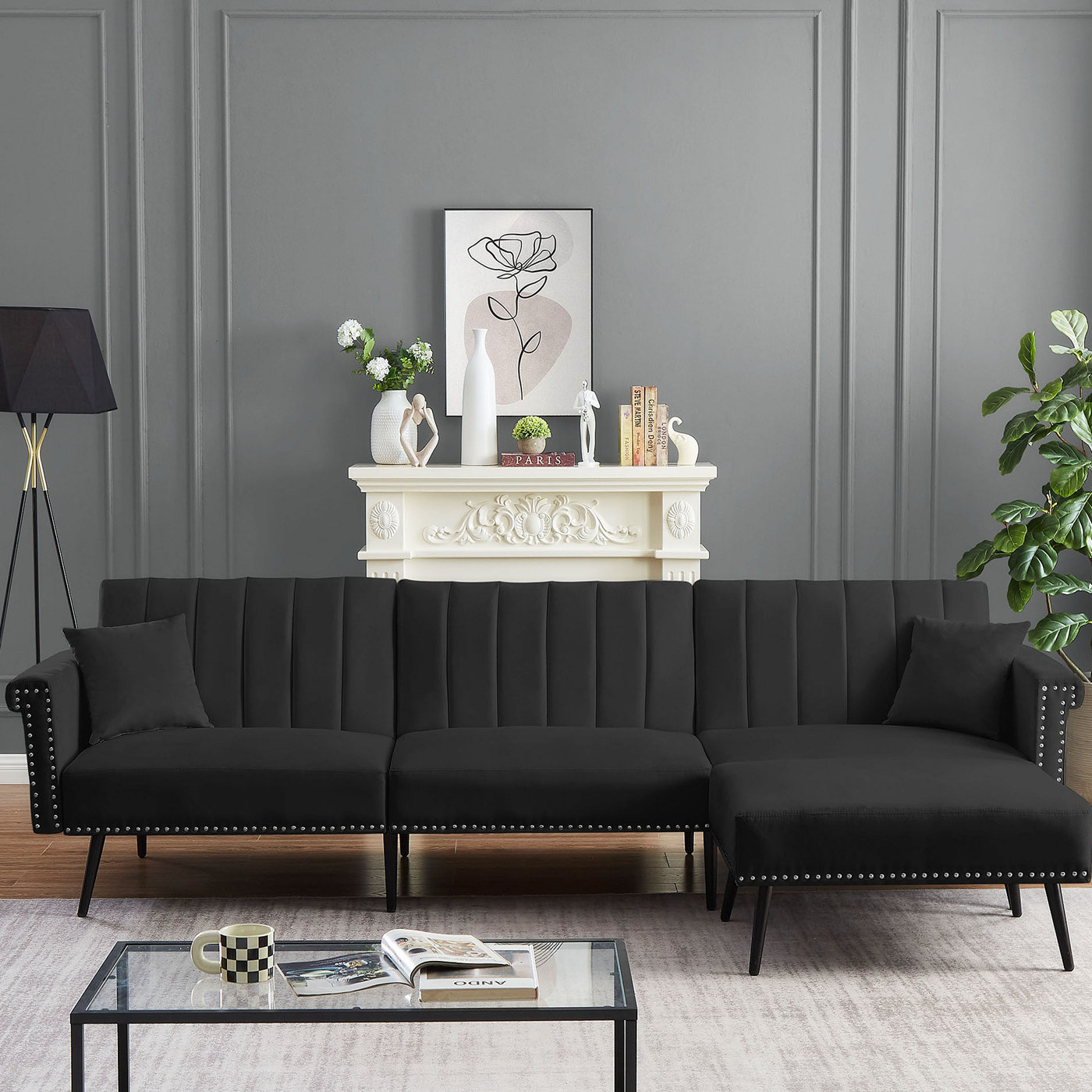 GZMWON 110.31'' Velvet Modern Living Room Sofa Comfy Couch Wayfair