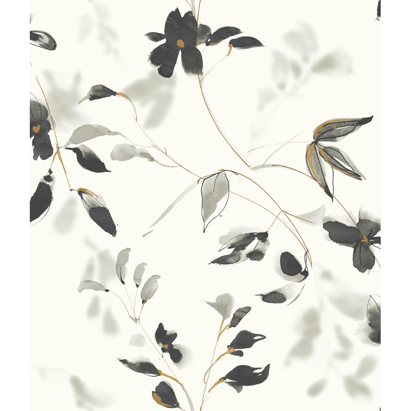  Rouleau de papier peint L 33 pi x l 20,5 po Linden Flower, Noir, L 33 po x l 20,5 po